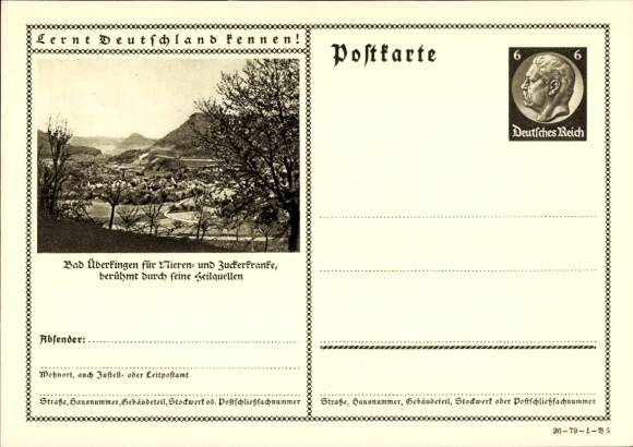 Postal stationery PC Bad Überkingen in Württemberg, view of the town