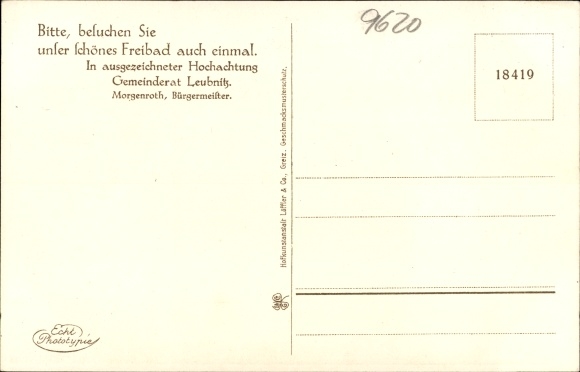 Ak Leubnitz Werdau op de Pleiße in Saksen, buitenzwembad, duikplank