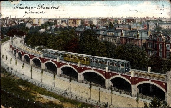 PC Hamburg North Barmbek, elevated railway line, panorama