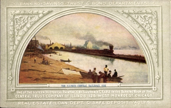 PC Chicago Illinois USA, painting, beach, Real Estate Loan Dept. and Safe Deposit Vaults