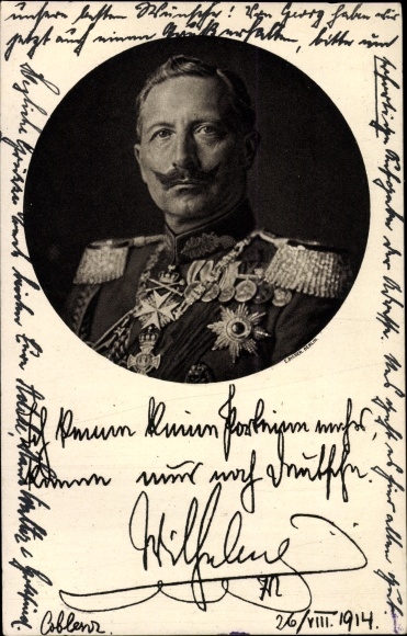 Postcard Kaiser Wilhelm II., I don&#39;t know any parties anymore, quote 1914