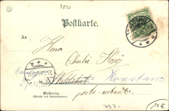 Künstler Wappen Litho Münch, C., Waldshut Tiengen in Baden Württemberg, Stadtpanorama