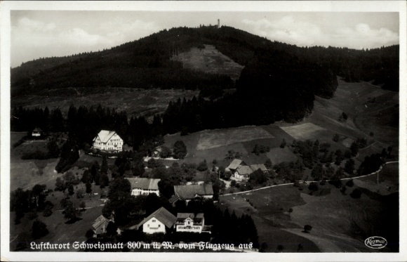 Postcard Schweigmatt Raitbach Schopfheim in Baden, aerial photograph, Pension Lueginsland