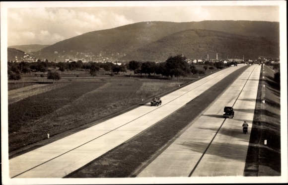 Postcard Reichsautobahn Mannheim Heidelberg