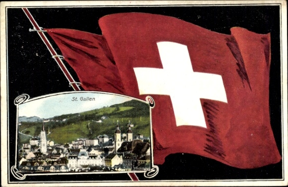 KP Kanton St. Gallen, widok ogólny, flaga narodowa