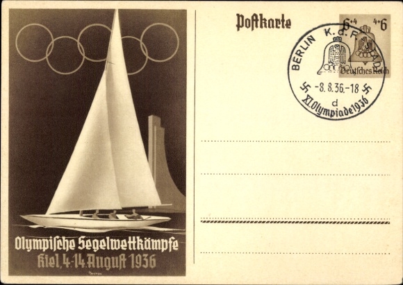 Postal stationery Postcard Olympic Sailing Competitions Kiel 1936