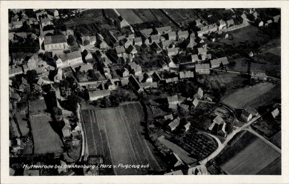 Postcard Hüttenrode Blankenburg in the Harz, aerial photograph