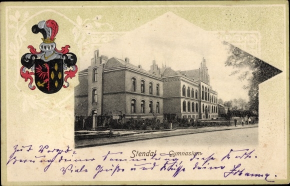 Präge Wappen Ak Stendal in der Altmark, Gymnasium