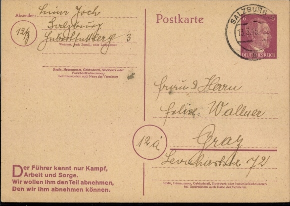 P 314 a "Salzburg 13.3.45" East Mark