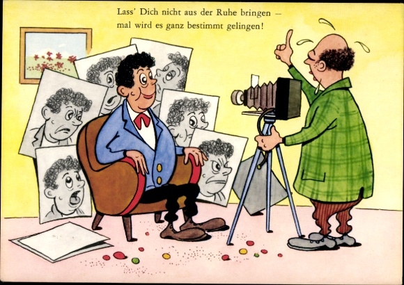 Artist Postcard Photographer taking a portrait of a man