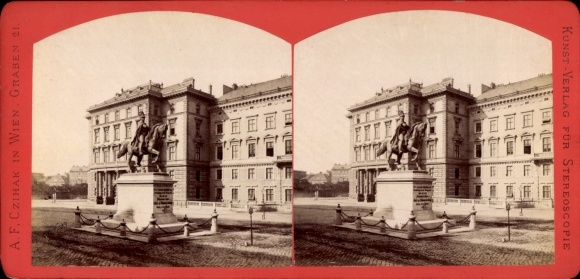 Stereo CdV Vienna Austria, Monument to Prince of Schwarzenberg