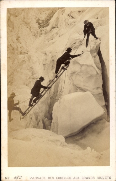 Visiting card Chamonix Mont Blanc Haute Savoie, Passage from the Ladders to the Grands Mulets