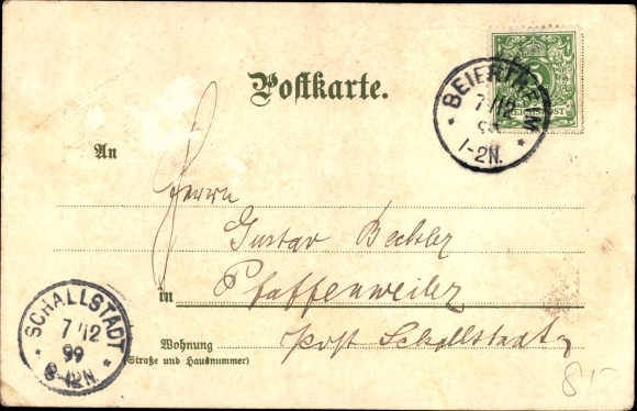 Artist Chromo-Litho Münch, C., Karlsruhe in Baden, market square