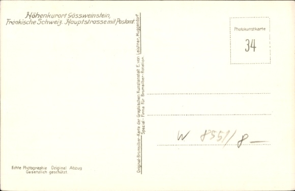 Ak Gößweinstein in Oberfranken, Hauptstraße mit Postamt, Turm