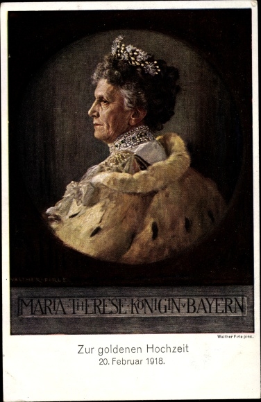 Artist PC Firle, Walther, Maria Therese, wife of King Ludwig III. of Bavaria, portrait, uniform