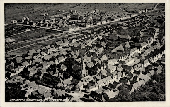 Postcard Knielingen Karlsruhe in Baden Württemberg, view of the town, aerial photograph