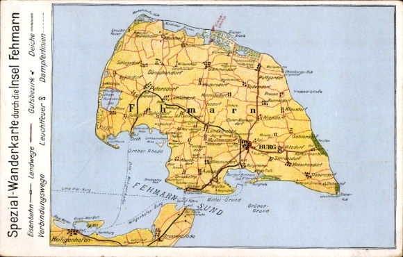 Postcard Island Fehmarn Ostholstein, special hiking map