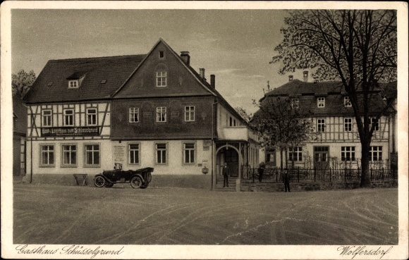Postcard Trockenborn Wolfersdorf Saale Holzland district, Gasthof Schüsselgrund