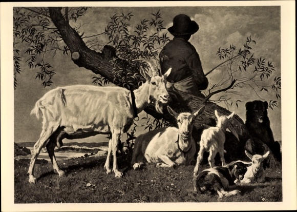 Artist PC Junghanns, Jul. P., pasture idyll, goats