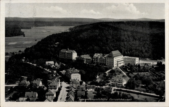 Postcard Gunzenhausen in Middle Franconia, Hensoltshöhe, aerial photograph