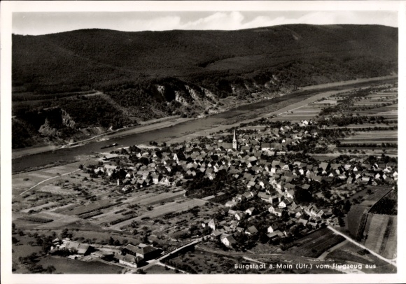 Postcard Bürgstadt in Lower Franconia, aerial photograph