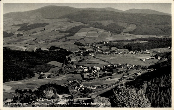 Picture gallery Waldenburg in Saxony, panoramic view of Lehmwasser, Sophienau, Tannhausen, mountain landscape