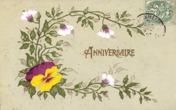Celluloid PC Anniversaire, flowers, pansies