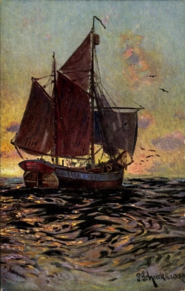 Künstler Ak Schreckhaase, P., Fischerboot