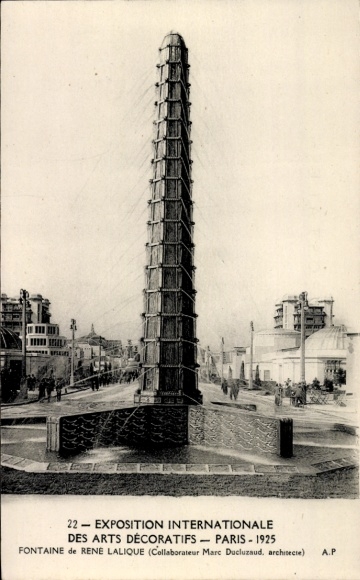 Postcard Paris France, International Exhibition of Decorative Arts 1925, Fontaine de René Lalique