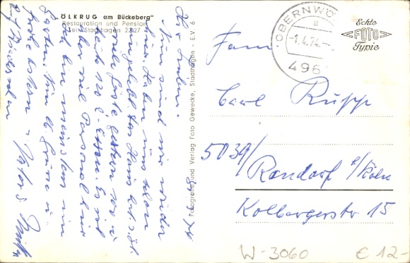 Postcard Stadthagen in Lower Saxony, Restaurant Ölkrug am Bückeberg, interior view