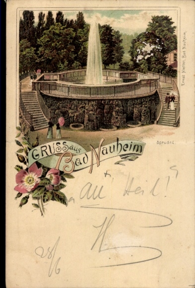 Chromo-Litho Bad Nauheim in Hessen, Sprudel