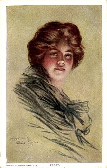 Kunstenaarskaart Boileau, Philip, Peggy, portret van een vrouw