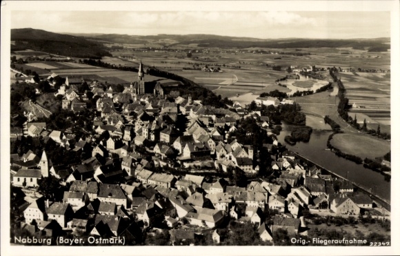 Postcard Nabburg in the Upper Palatinate, aerial photograph