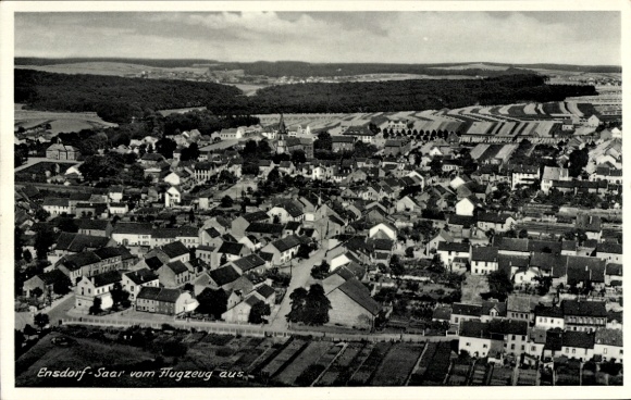 Ak Ensdorf an der Saar, Fliegeraufnahme