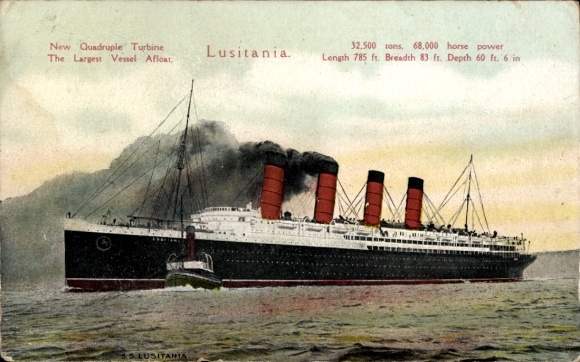 Ak passagiersstoomboot RMS Lusitania, Cunard Line