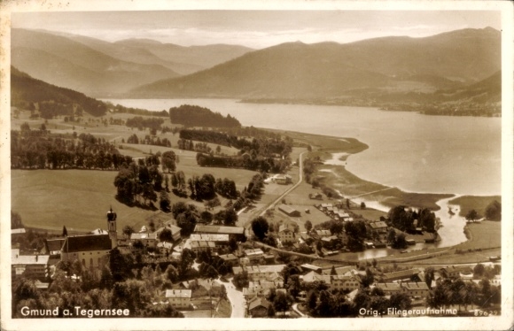 Postcard Gmund am Tegernsee Upper Bavaria, aerial photograph