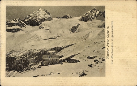 Ak Brandberg in het Zillertal in Tirol, Plauener Hütte, met Kuchelmoos en Reichenspitze