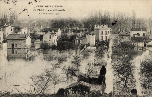 Postcard Le Pecq Yvelines, Flooding of the Seine, Overview