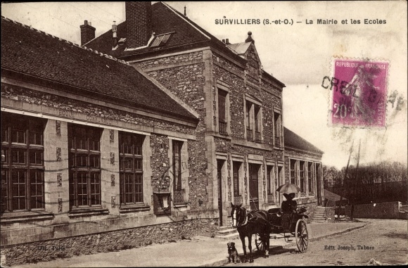 Ak Survilliers Val d'Oise, Mairie et Écoles