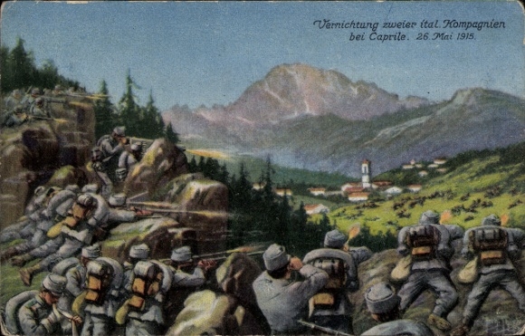 Ak Vernichtung zweiter italienischer Kompagnien bei Caprile, 1915