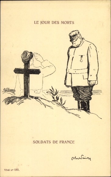 Artist Postcard Day of the Dead, Soldiers of France, General Joseph Joffre