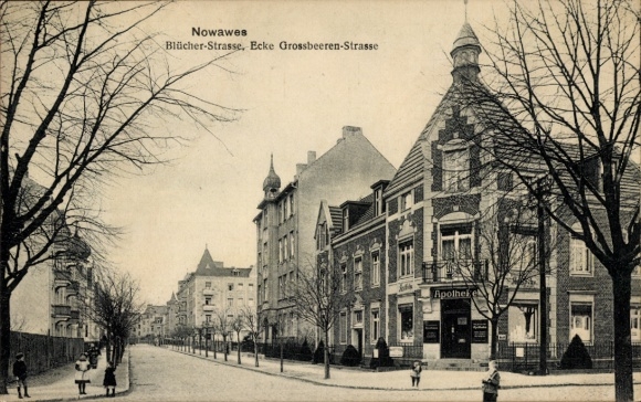 Ak Nowawes Babelsberg Potsdam, Blücherstraße Ecke Großbeerenstraße, Apotheke, Fultonstraße