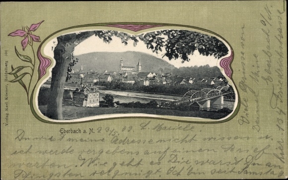 Passepartout PC Eberbach am Neckar Odenwald Baden, view of the town