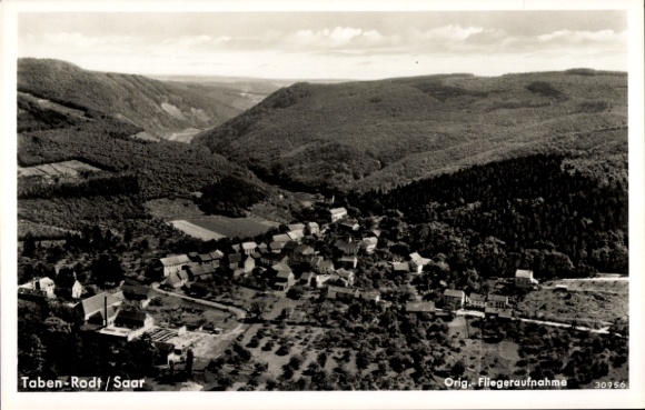 Postcard Taben Rodt an der Saar, aerial photograph