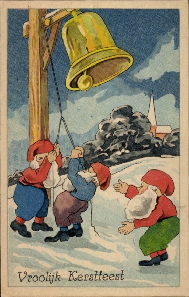 Postcard Congratulations Christmas, dwarves, bell