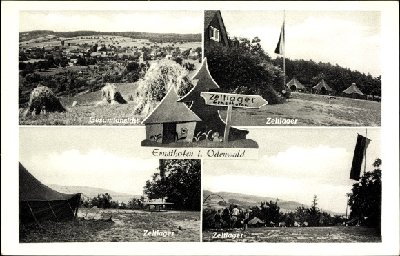 Postcard Ernsthofen in the Odenwald Modautal, general view, tent camp