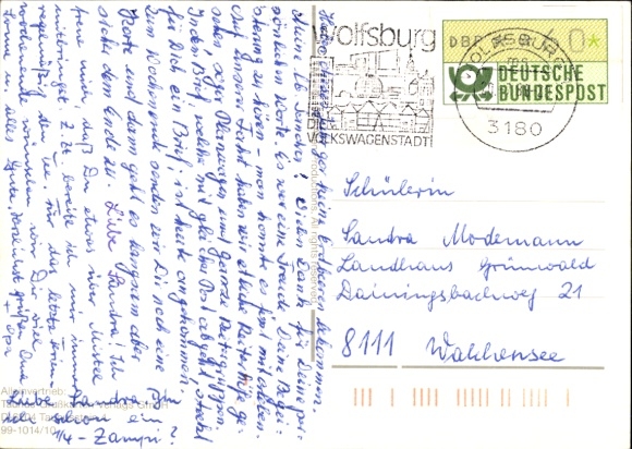 Postcard Alf with bowling shirt and bowling bag