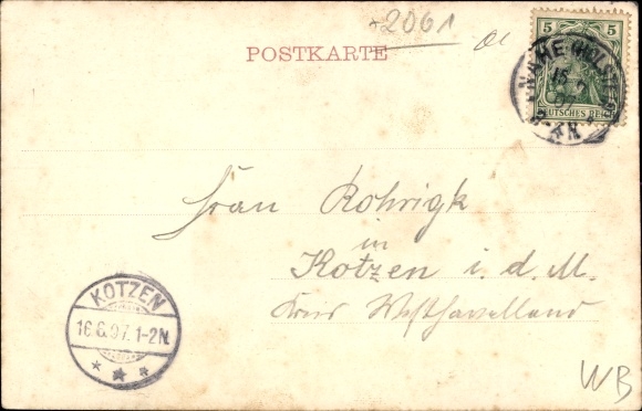 Postcard Nahe in Holstein, windmill, court