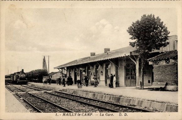 Ansichtkaart Mailly le Camp Aube, treinstation, spoorzicht, spoorweg