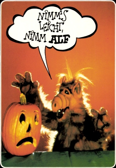 Postcard Take it easy, take Alf, pumpkin